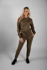 Khaki Fleece Oversize Pullover Tracksuit