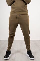 Mens Khaki Side Zip Detail Hooded Tracksuit