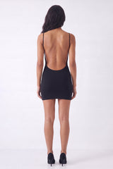 Black Backless Spaghetti Strap Bodycon Mini Dress