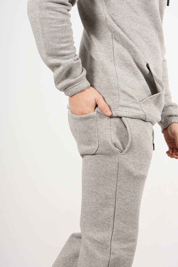 Mens Grey Pullover Hooded Tracksuit 