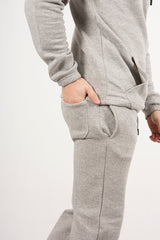 Mens Grey Pullover Hooded Tracksuit 
