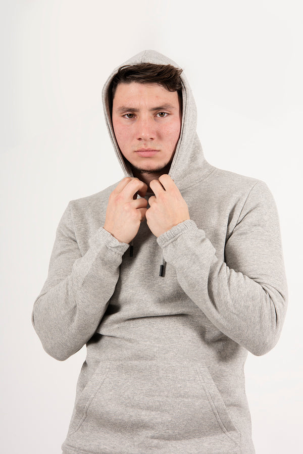 Mens Grey Pullover Hooded Tracksuit 