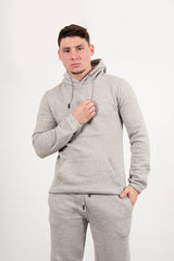 Mens Grey Pullover Hooded Tracksuit 