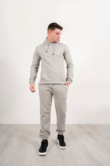 Mens Grey Pullover Hooded Tracksuit 