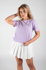 Lilac Cotton Smiley Face Embroidered T-Shirt