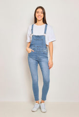 Long Overalls In Blue Denim Dungaree