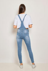Long Overalls In Blue Denim Dungaree