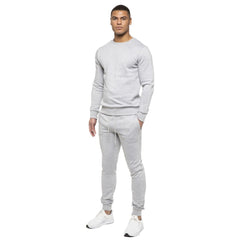 Mens Grey Fleece Basic Crew Neck Tracksuit