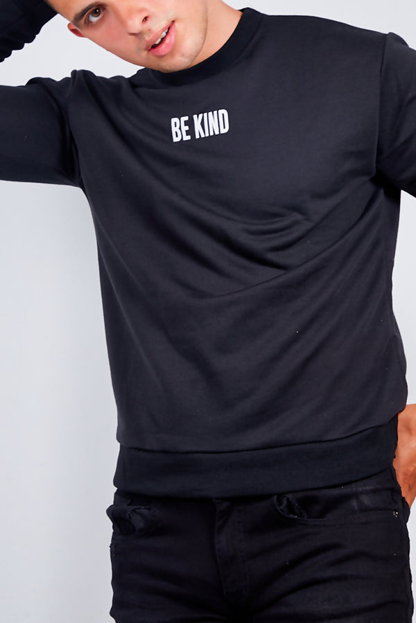 Mens Black Be Kind Slogan Jumper