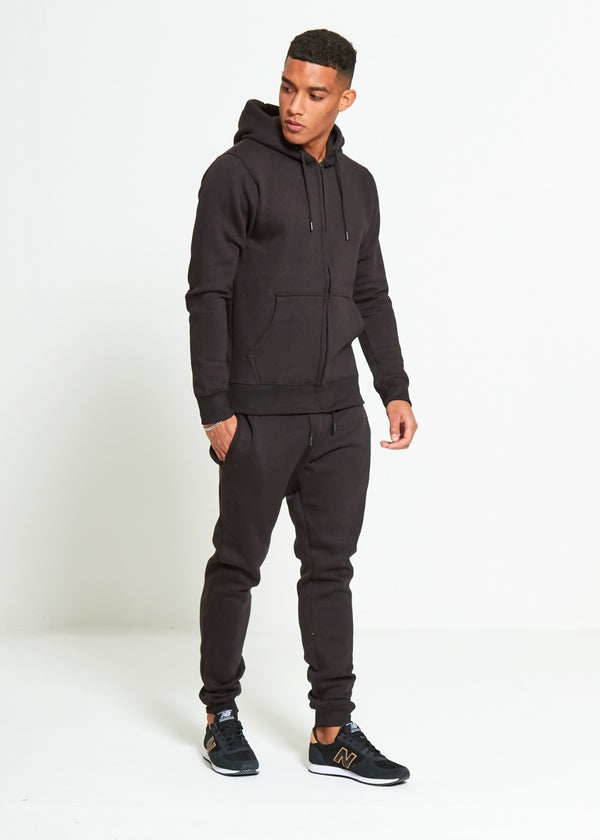 Mens Black Block Hooded Tracksuit