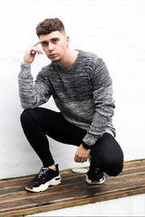 Mens Black Double Tone Jumper