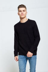 Mens Black Fine Knit Jumper