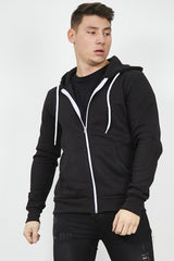 Mens Black Fleece Zip Up Hoody