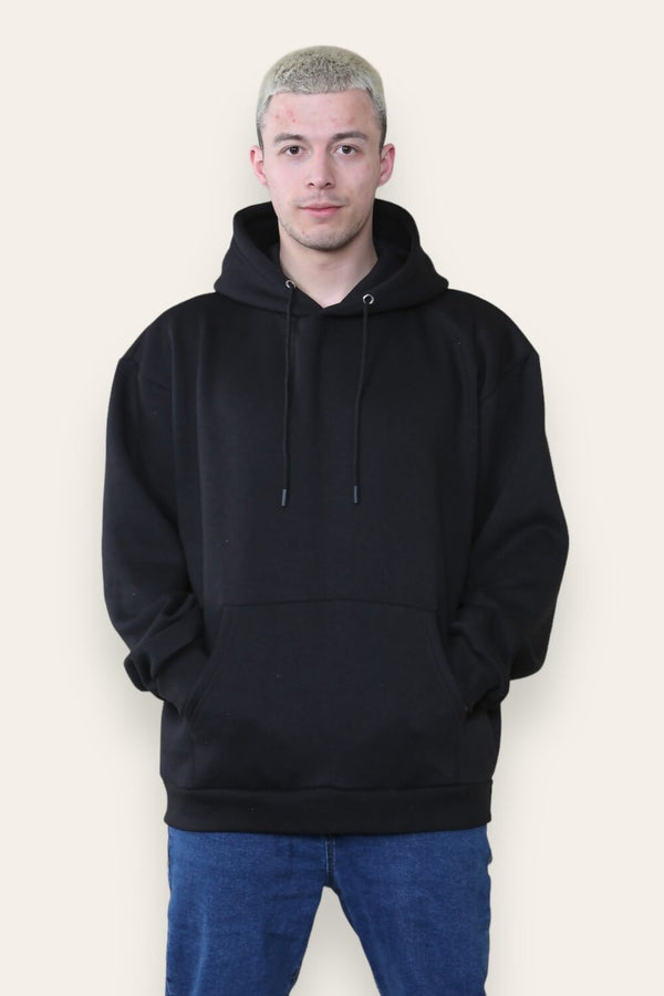 Mens Black Oversized Paris Graphic Back Print Hoodie