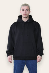 Mens Black Oversized Paris Graphic Back Print Hoodie