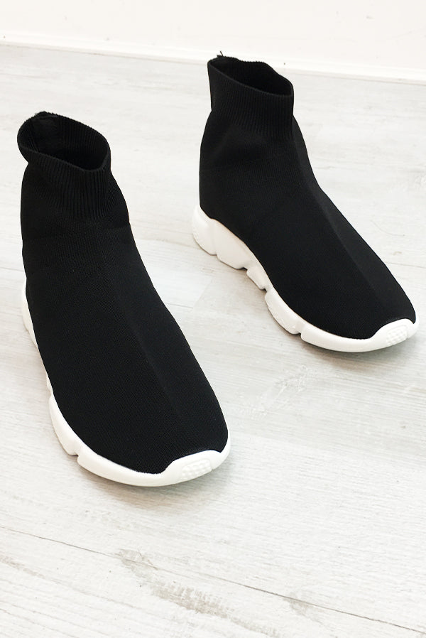 Mens Black Runner Sock Trainers