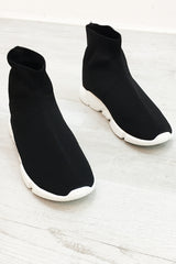 Mens Black Runner Sock Trainers