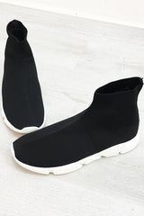 Mens Black Runner Sock Trainers