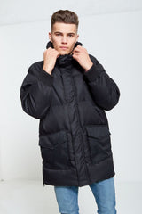 Mens Black Windbreaker Quilted jacket 