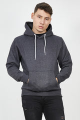 Mens Charcoal Contrast Drawstring Pull Over Hoodie