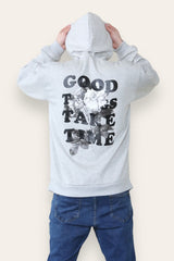 Mens Grey Back Print Long Sleeve Y2K Hoodie