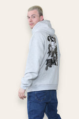Mens Grey Back Print Long Sleeve Y2K Hoodie
