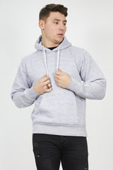 Mens Grey Contrast Drawstring Pull Over Hoodie