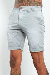 Mens Grey Faded Turn Up Shorts
