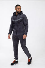 Mens Grey Fleece Hooded Tracksuit