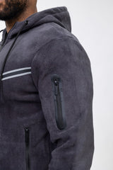 Mens Grey Fleece Hooded Tracksuit
