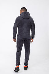 Mens Grey Fleece Hooded Tracksuit