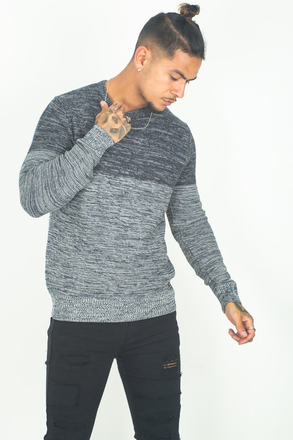 Mens Navy Double Tone Jumper