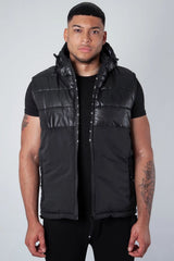 Mens Navy Half Quilted Logo Gilet Bodywarmer