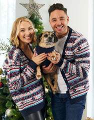 Mens Navy Iceland Christmas Cardigan Jumper