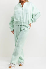 Mint Bomber Sweatshirt With Straight Leg Jogger