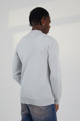 Ecru Marl Mens Turtle Neck Fine Knit Jumper 