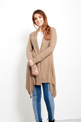 Mocha Ribbed Waterfall Cardigan
