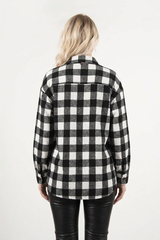 Black And White Checked Balloon Sleeve Shirt