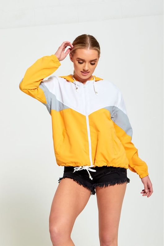 Mustard Zip Through Hooded Jacket