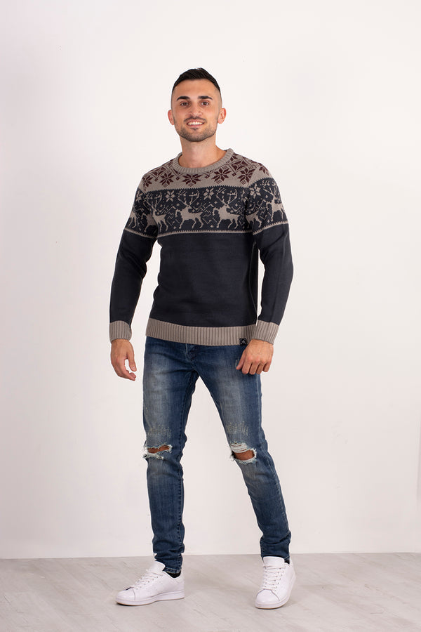 Mens Navy Contrast Christmas Jumper