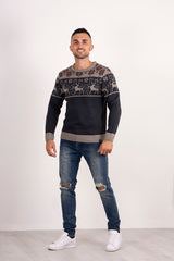 Mens Navy Contrast Christmas Jumper