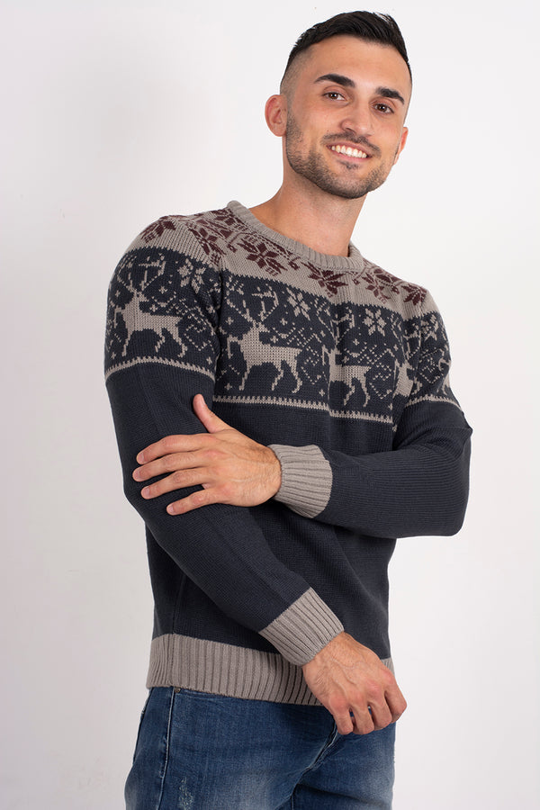 Mens Navy Contrast Christmas Jumper