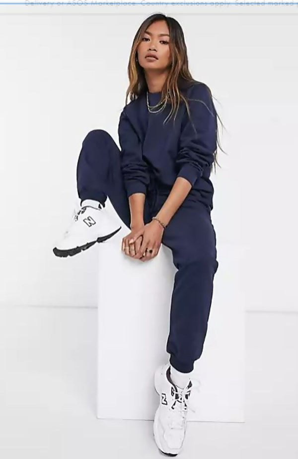 Navy Fleece Oversize Pullover Tracksuit