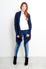 Navy Ribbed Waterfall Cardigan