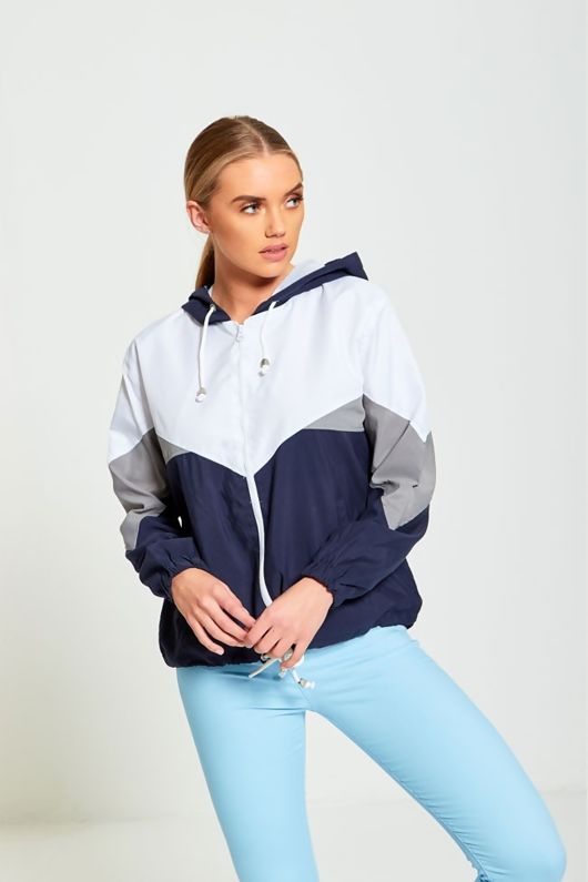 Navy Zip Through Hooded Jacket