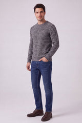 Mens Black Colour Twist Crew Neck Jumper
