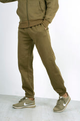 Mens khaki Fleece Jogging Pockets Plain Tracksuit