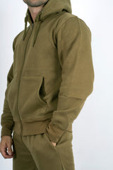 Mens khaki Fleece Jogging Pockets Plain Tracksuit