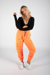 Orange Neon Cuffed Hem Shell Cargo Joggers 