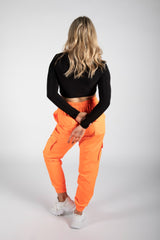 Orange Neon Cuffed Hem Shell Cargo Joggers 